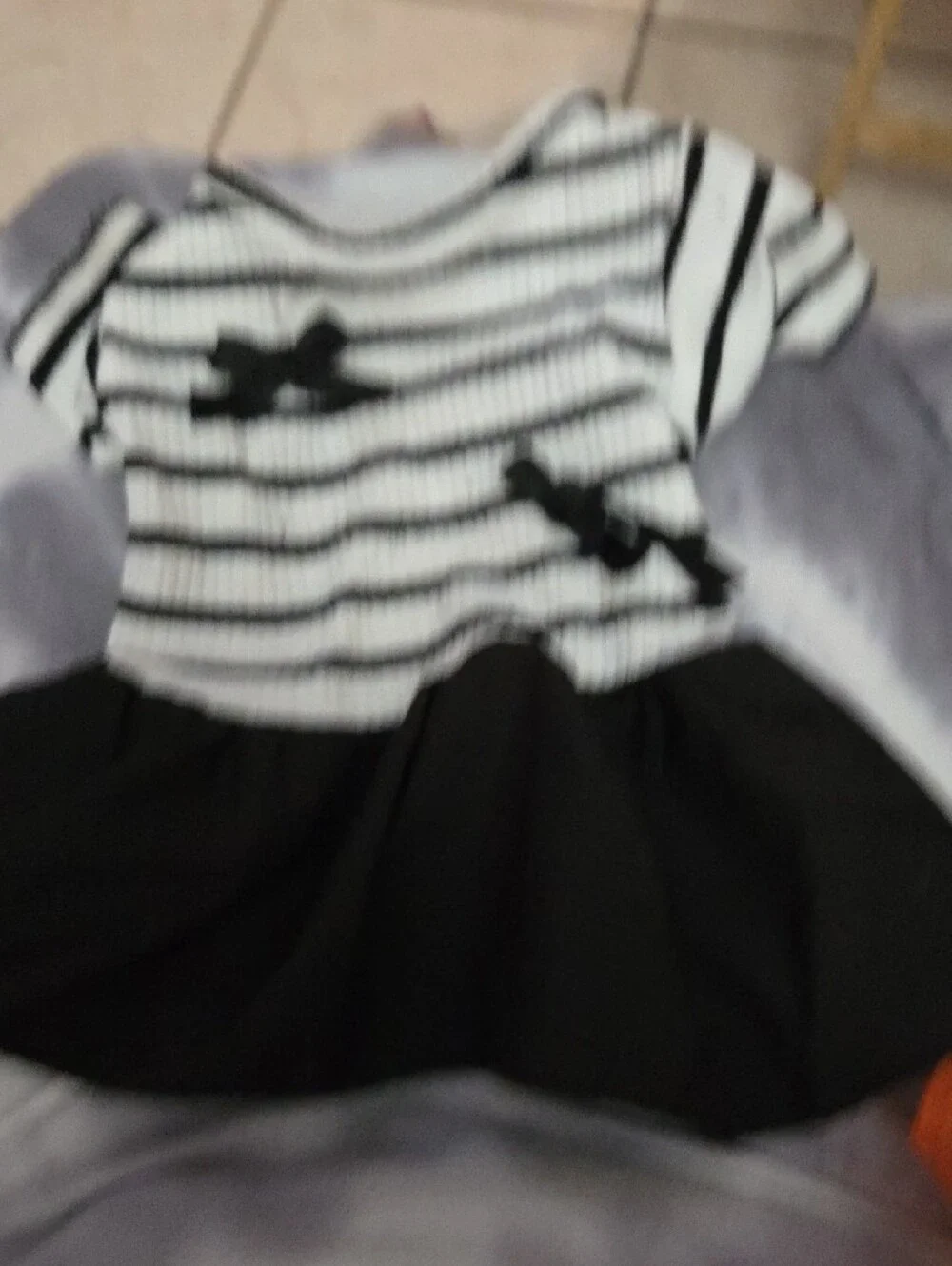 Halloween Skull Bow Dog Dress And Black & White Dress- Small